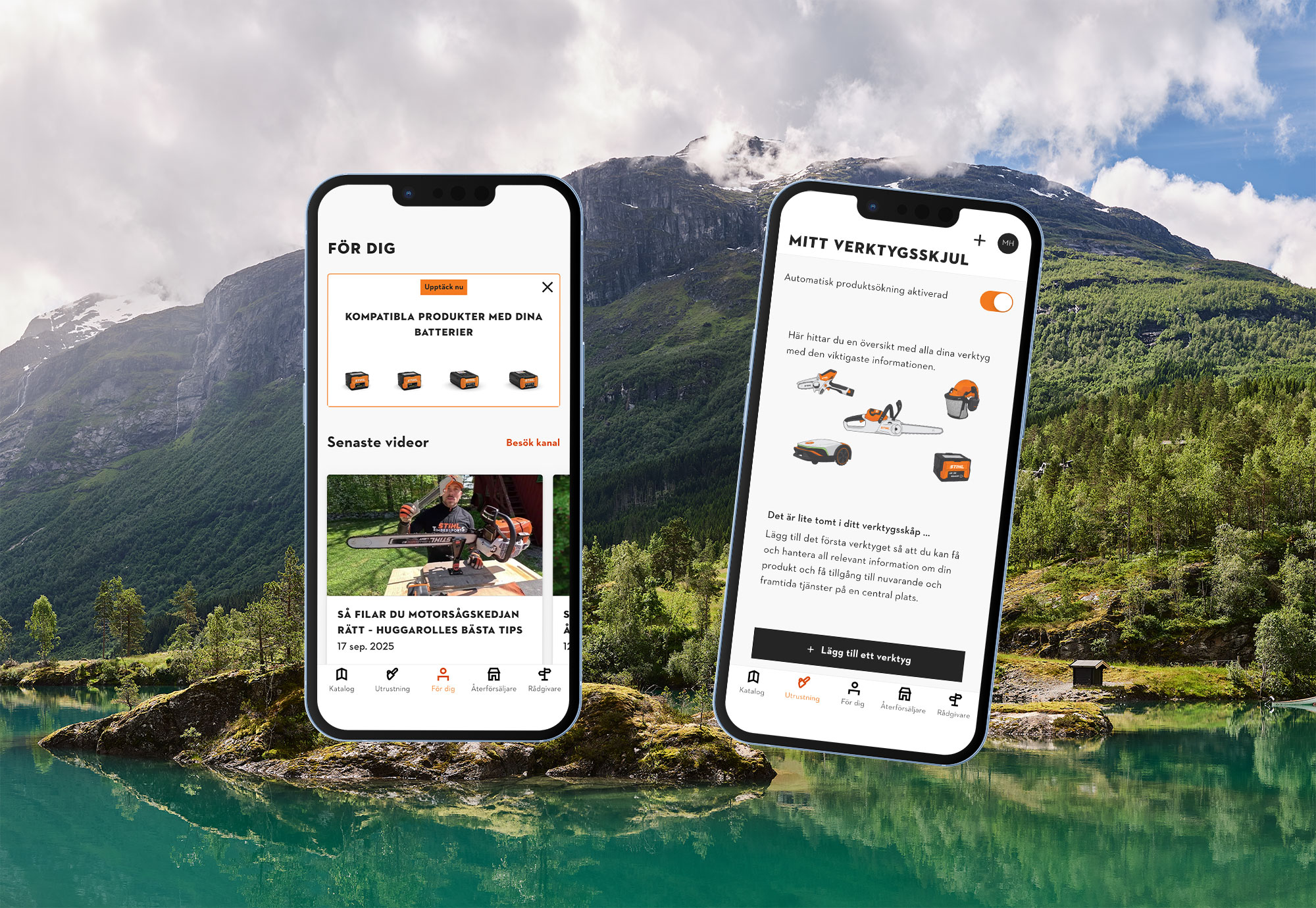 På denne side kan kunderne få et overblik over fordelene og funktionerne ved MY STIHL.